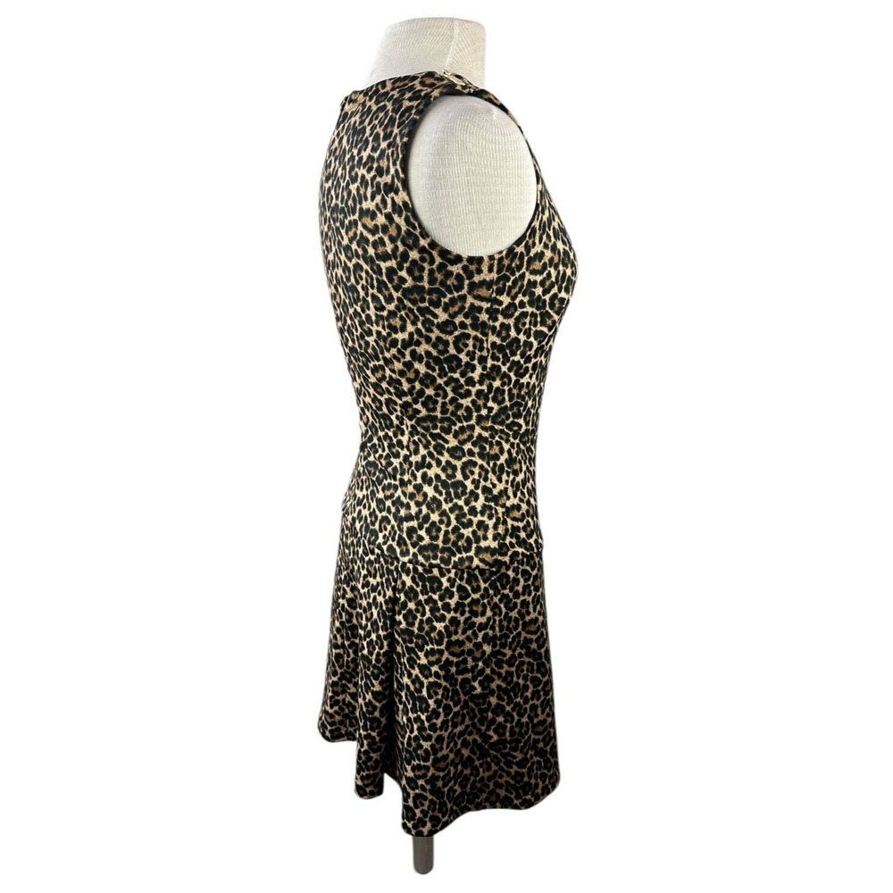 Michael Kors Leopard Print Dress Sleeveless Pleated Skirt Zipper Shoulder Size 2 - Picture 11 of 16